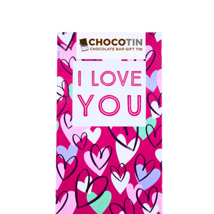 I Love You Pink Hearts Chocolate Bar Gift Tin Chocotin Confectionery Gift Idea