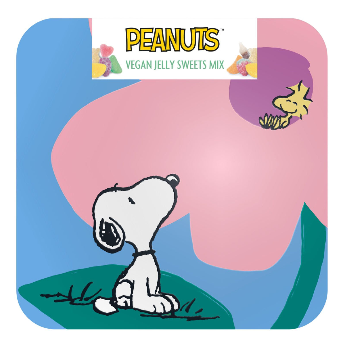 Snoopy Vegan Jelly Sweets In A Collectable Blue Floral Metal Keepsake Tin
