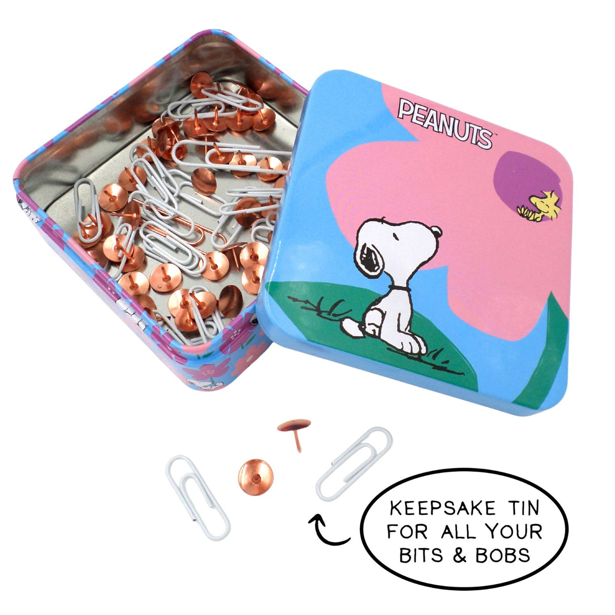 Snoopy Vegan Jelly Sweets In A Collectable Blue Floral Metal Keepsake Tin