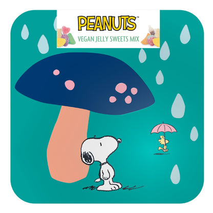 Snoopy Vegan Jelly Sweets In A Collectable Teal Floral Metal Keepsake Tin