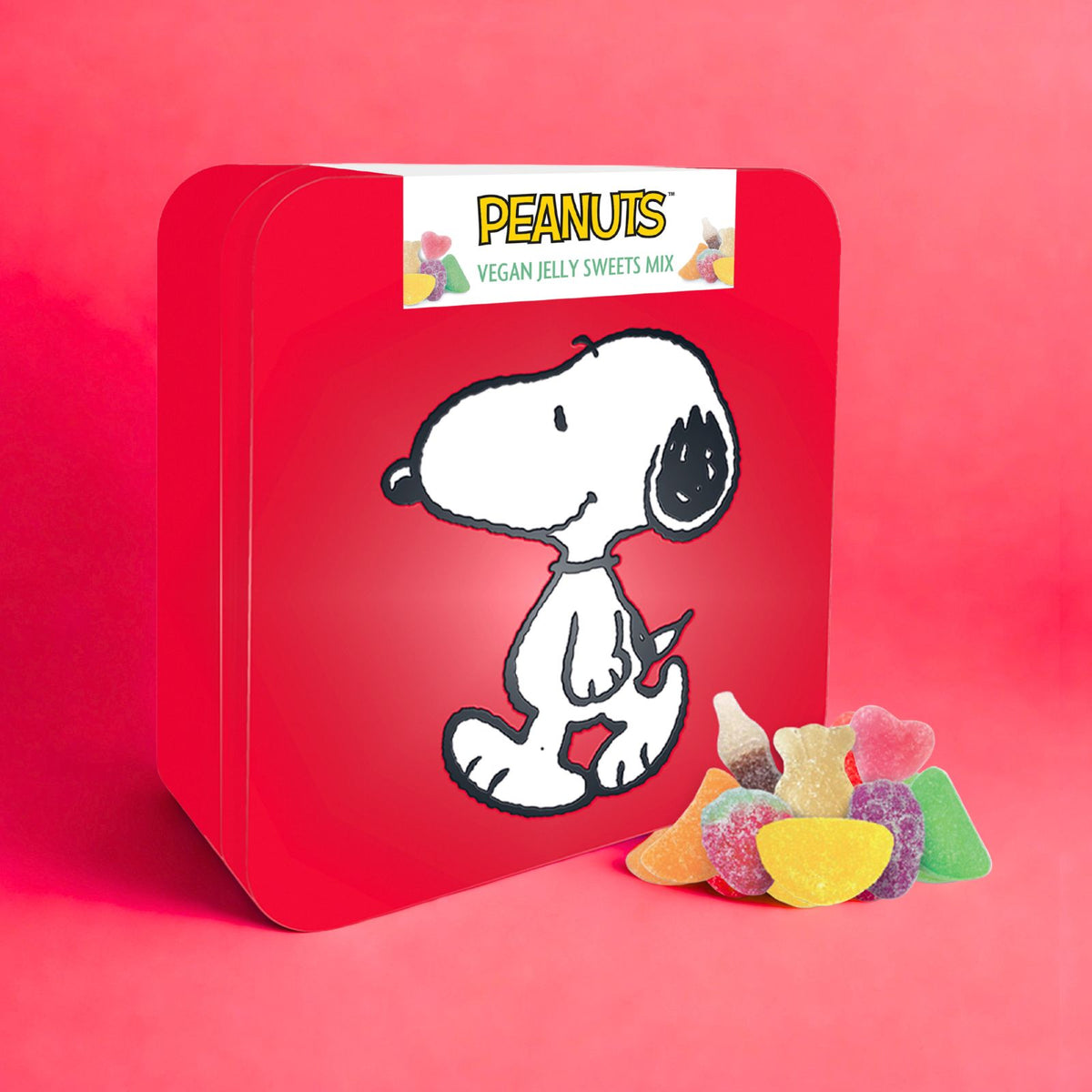 Snoopy Vegan Jelly Sweets In A Collectable Red Metal Keepsake Tin