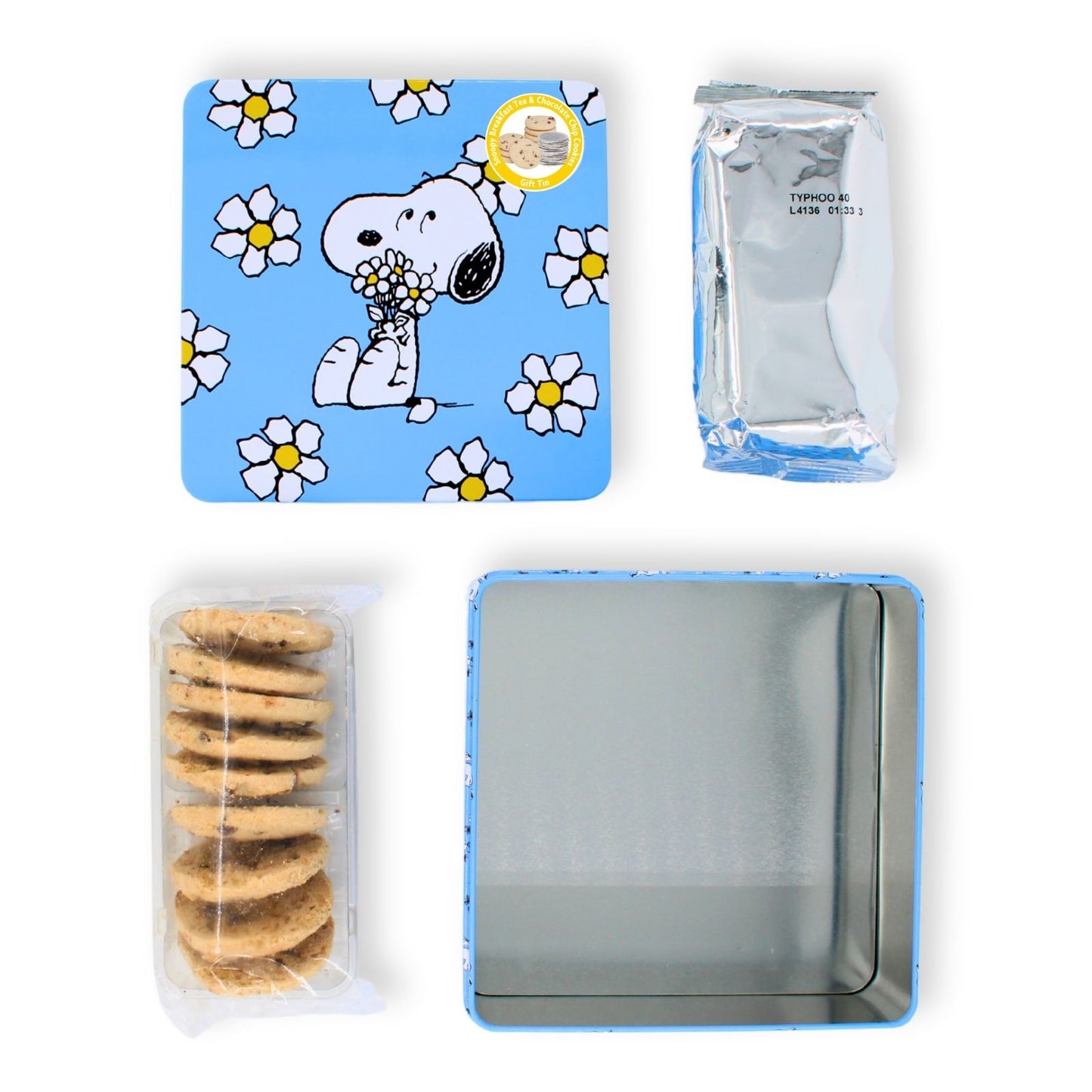 Peanuts Snoopy Breakfast Tea & Chocolate Chip Cookies Gift Tin Collectable Gift