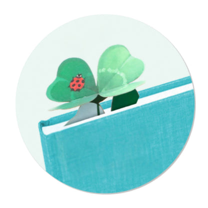 Origamo Fold Out Bookmark Good Luck Clover Handmade Reading Book Lover Gift