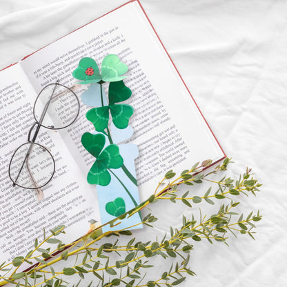 Origamo Fold Out Bookmark Good Luck Clover Handmade Reading Book Lover Gift