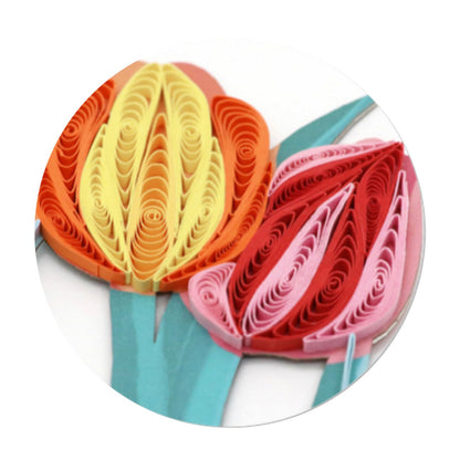 Origamo Quilled Bookmark Colourful Tulips Handmade Reading Book Lover Gift