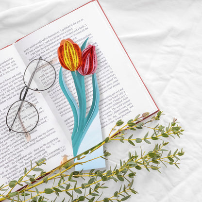 Origamo Quilled Bookmark Colourful Tulips Handmade Reading Book Lover Gift