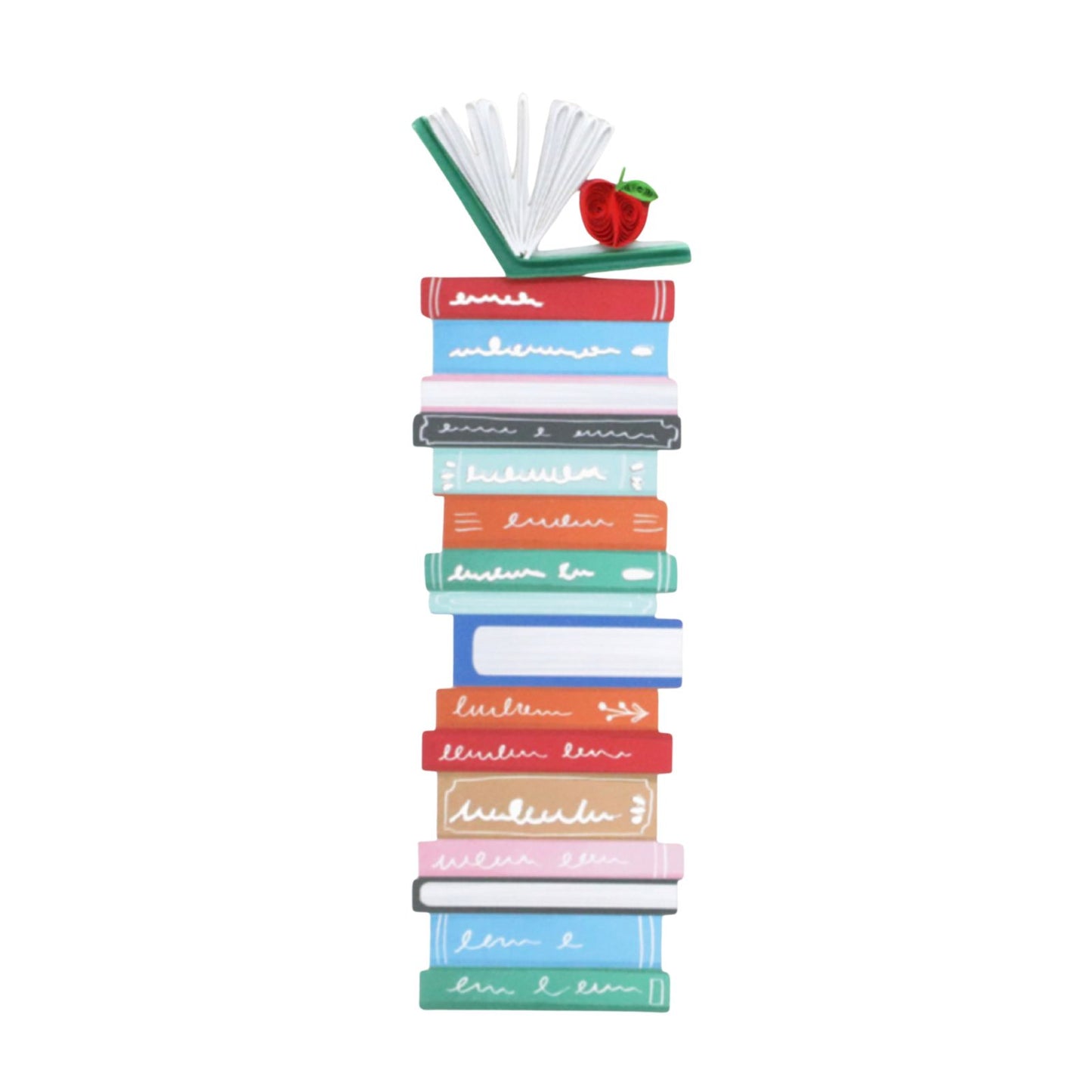 Origamo Quilled Bookmark Books & Apple Handmade Reading Book Lover Student Gift