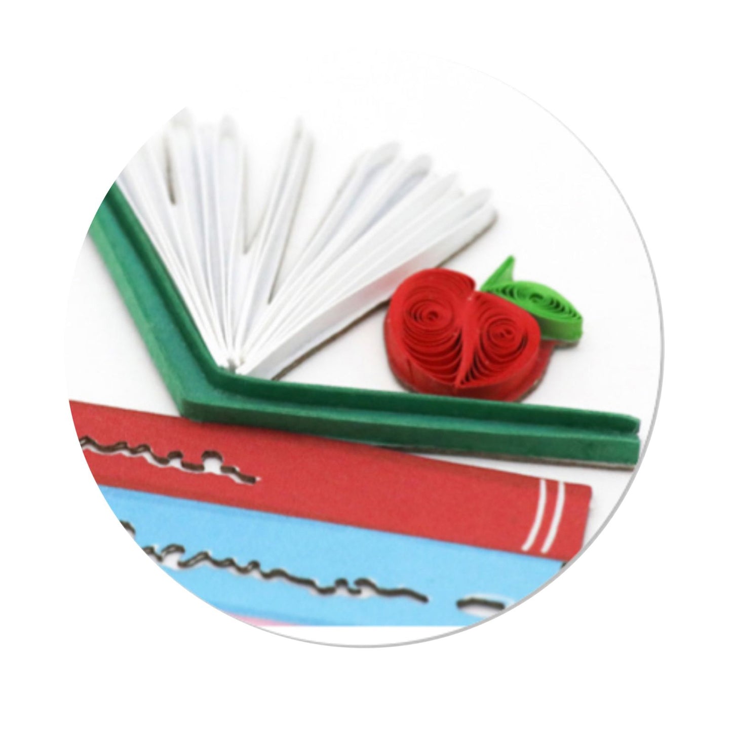 Origamo Quilled Bookmark Books & Apple Handmade Reading Book Lover Student Gift