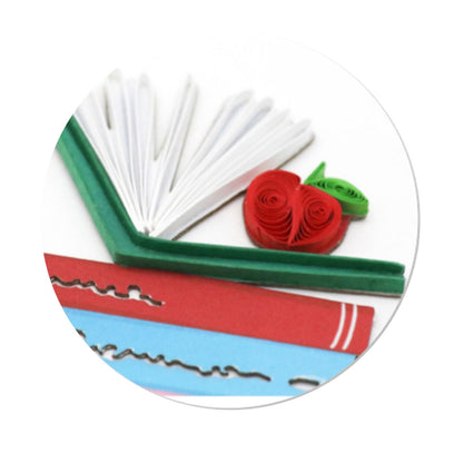 Origamo Quilled Bookmark Books & Apple Handmade Reading Book Lover Student Gift