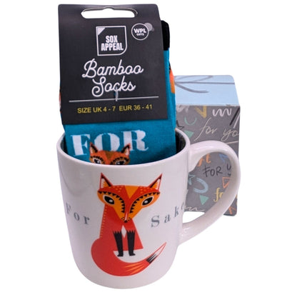 For Fox Sake Mug & Socks Set For Her Fun Foxy Gift Set