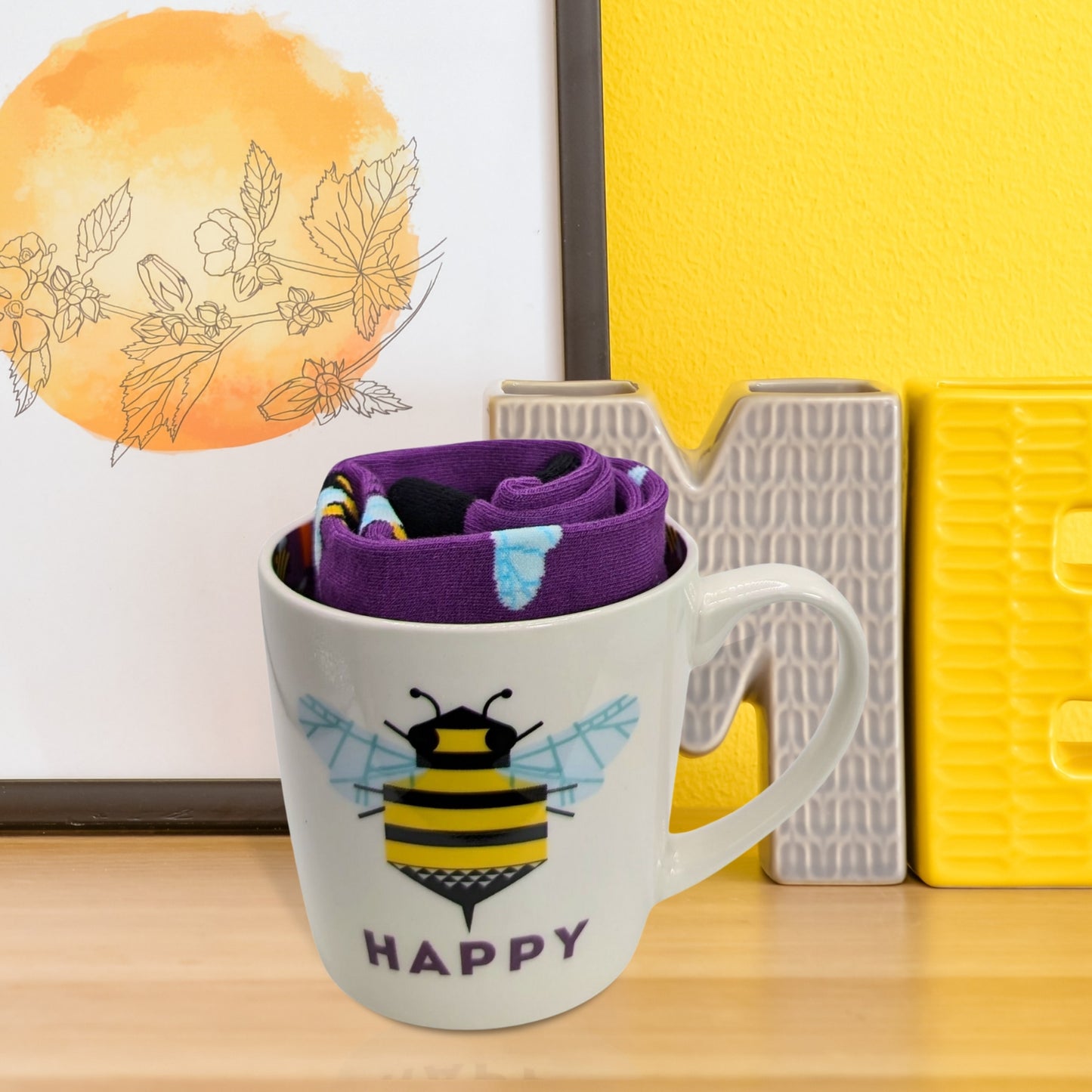 Bee Happy Mug & Socks Set For Her Bee Friendly Gift Set