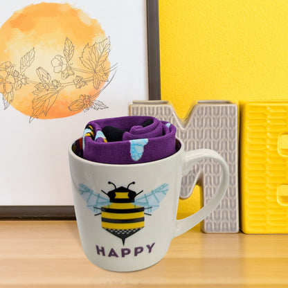 Bee Happy Mug & Socks Set For Her Bee Friendly Gift Set