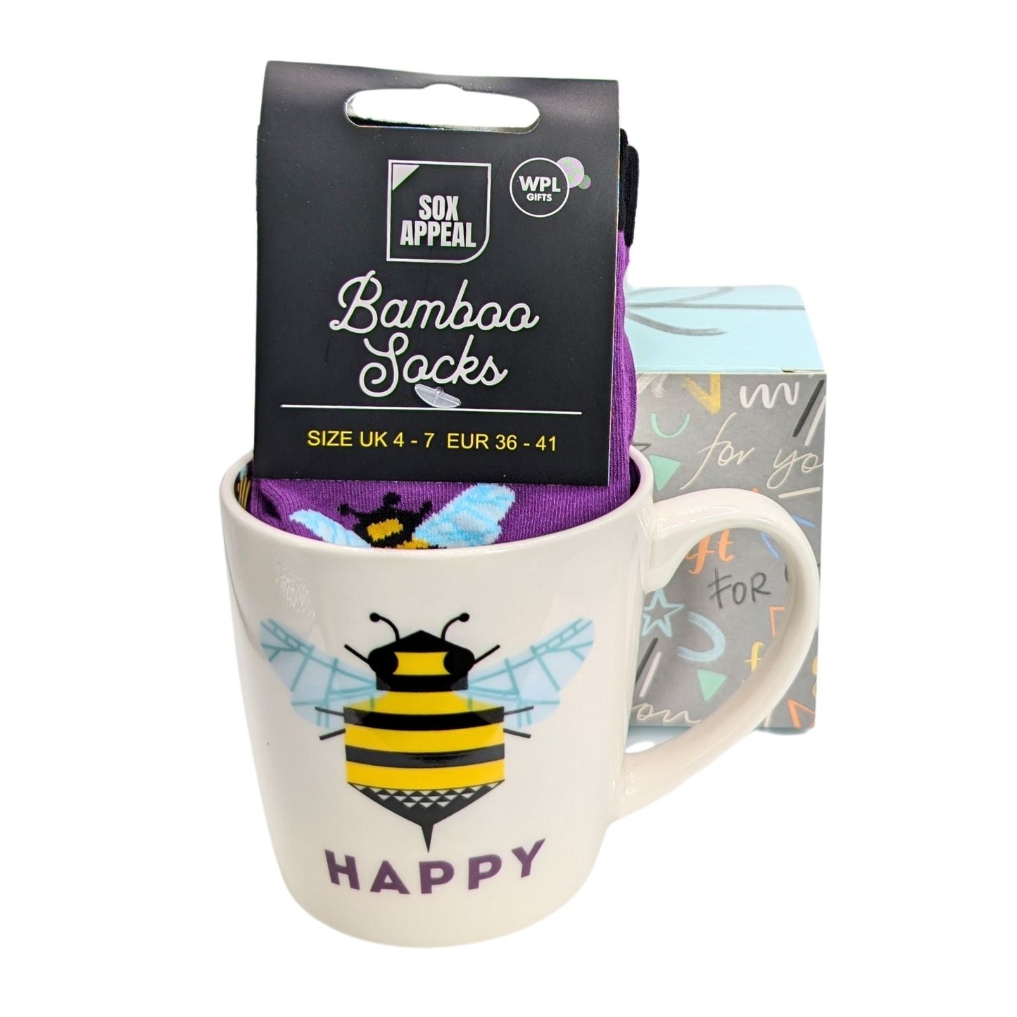Bee Happy Mug & Socks Set For Her Bee Friendly Gift Set