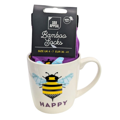 Bee Happy Mug & Socks Set For Her Bee Friendly Gift Set