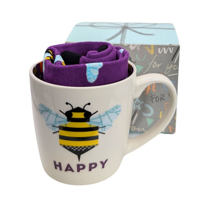 Bee Happy Mug & Socks Set For Her Bee Friendly Gift Set
