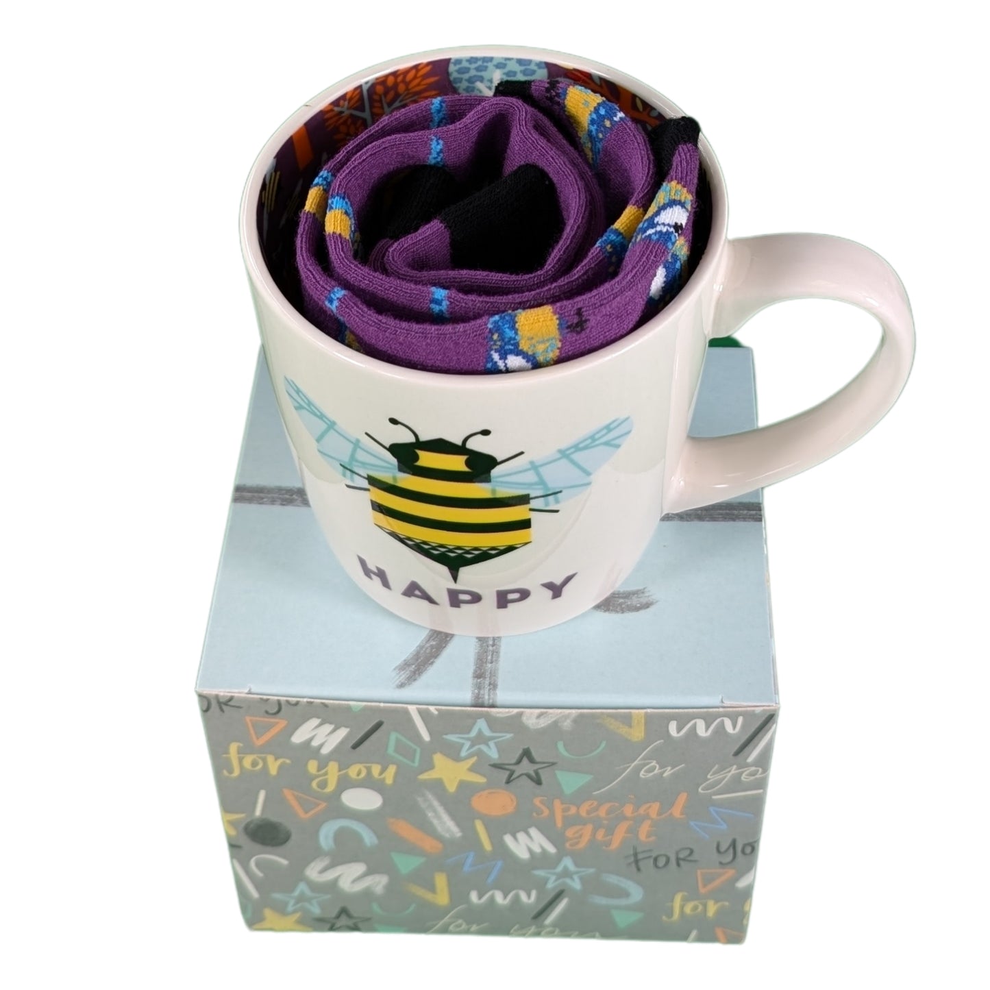 Bee Happy Mug & Socks Set For Her Bee Friendly Gift Set
