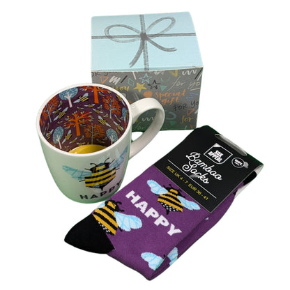 Bee Happy Mug & Socks Set For Her Bee Friendly Gift Set