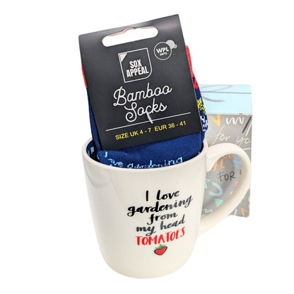 I Love Gardening From My Head Tomatoes Mug & Socks Set For Her Gift Set