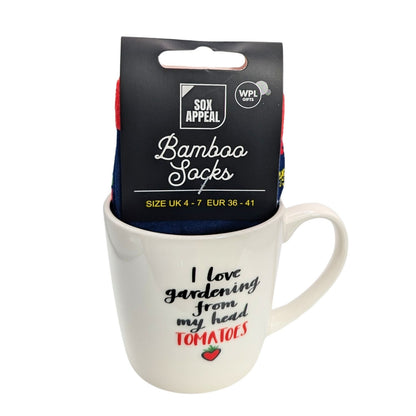 I Love Gardening From My Head Tomatoes Mug & Socks Set For Her Gift Set