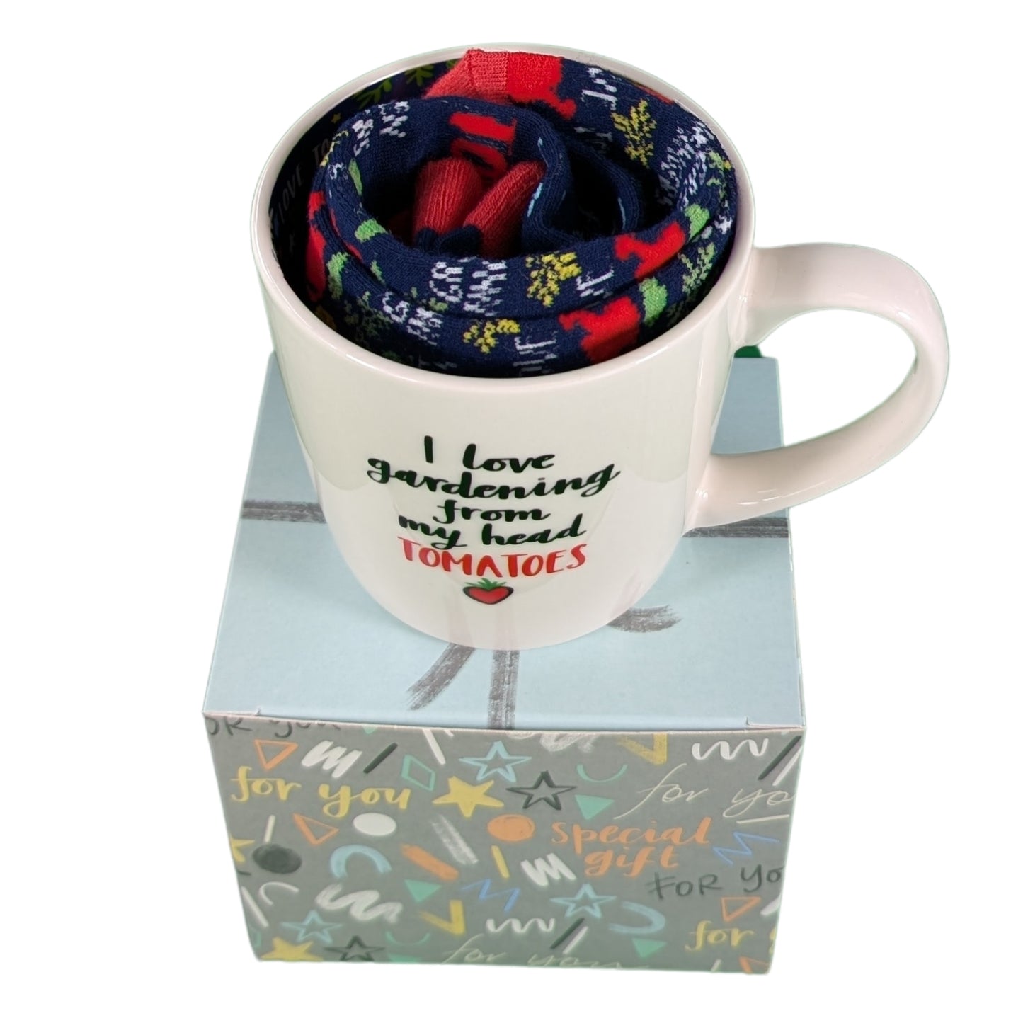 I Love Gardening From My Head Tomatoes Mug & Socks Set For Her Gift Set
