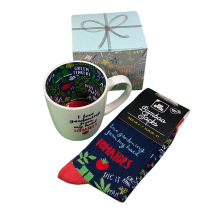 I Love Gardening From My Head Tomatoes Mug & Socks Set For Her Gift Set