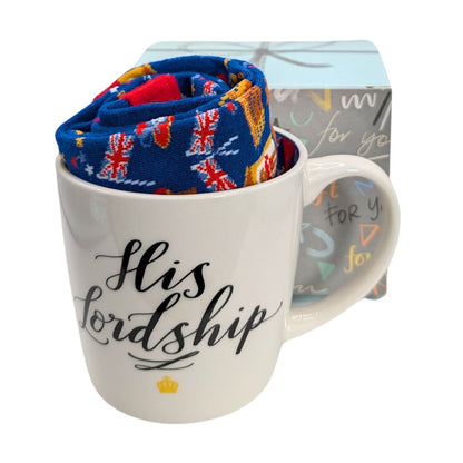 His Lordship Royalty Mug & Socks Set For Him His Majesty Gift Set