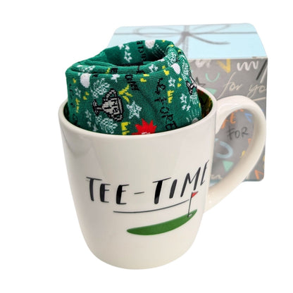 Tee-Time Golfing Mug & Socks Set For Him Golf-Tastic Fun Gift Set