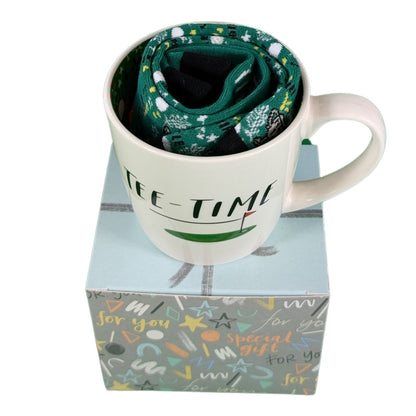 Tee-Time Golfing Mug & Socks Set For Him Golf-Tastic Fun Gift Set
