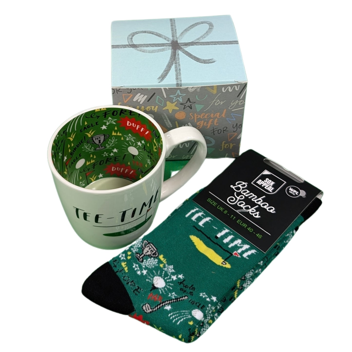 Tee-Time Golfing Mug & Socks Set For Him Golf-Tastic Fun Gift Set