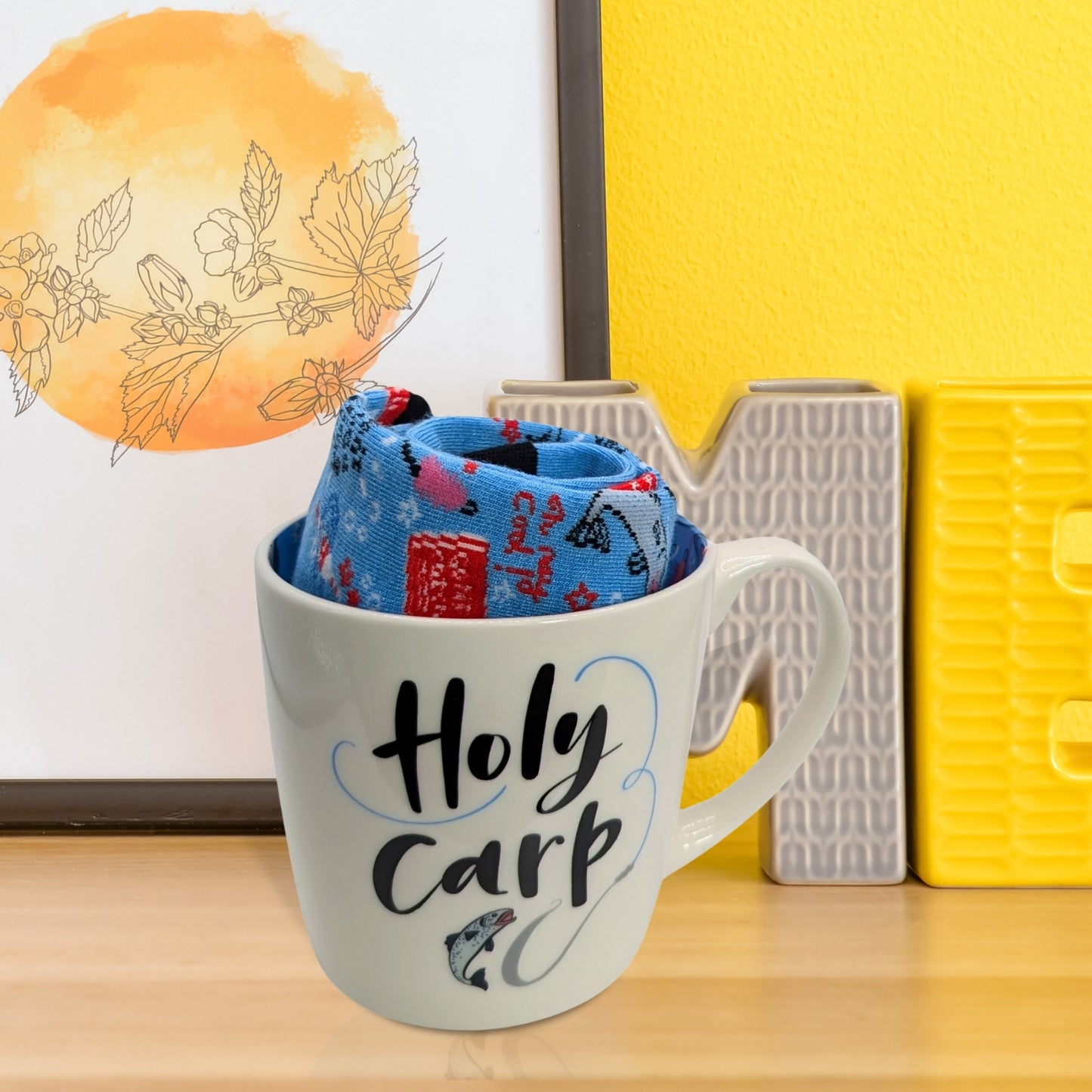Holy Carp Fishing Mug & Socks Set For Him Gift Set