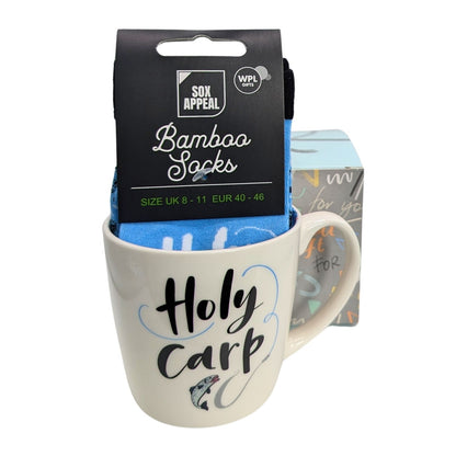 Holy Carp Fishing Mug & Socks Set For Him Gift Set