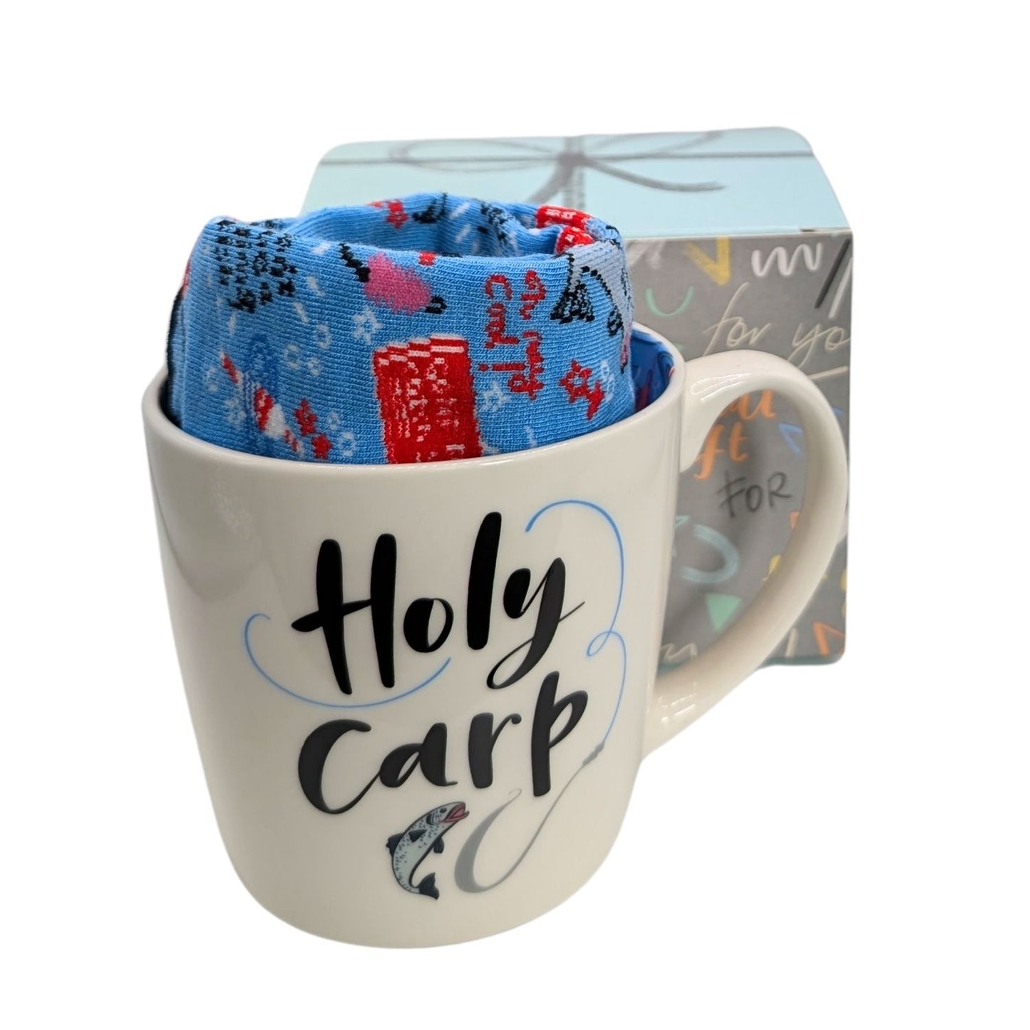 Holy Carp Fishing Mug & Socks Set For Him Gift Set