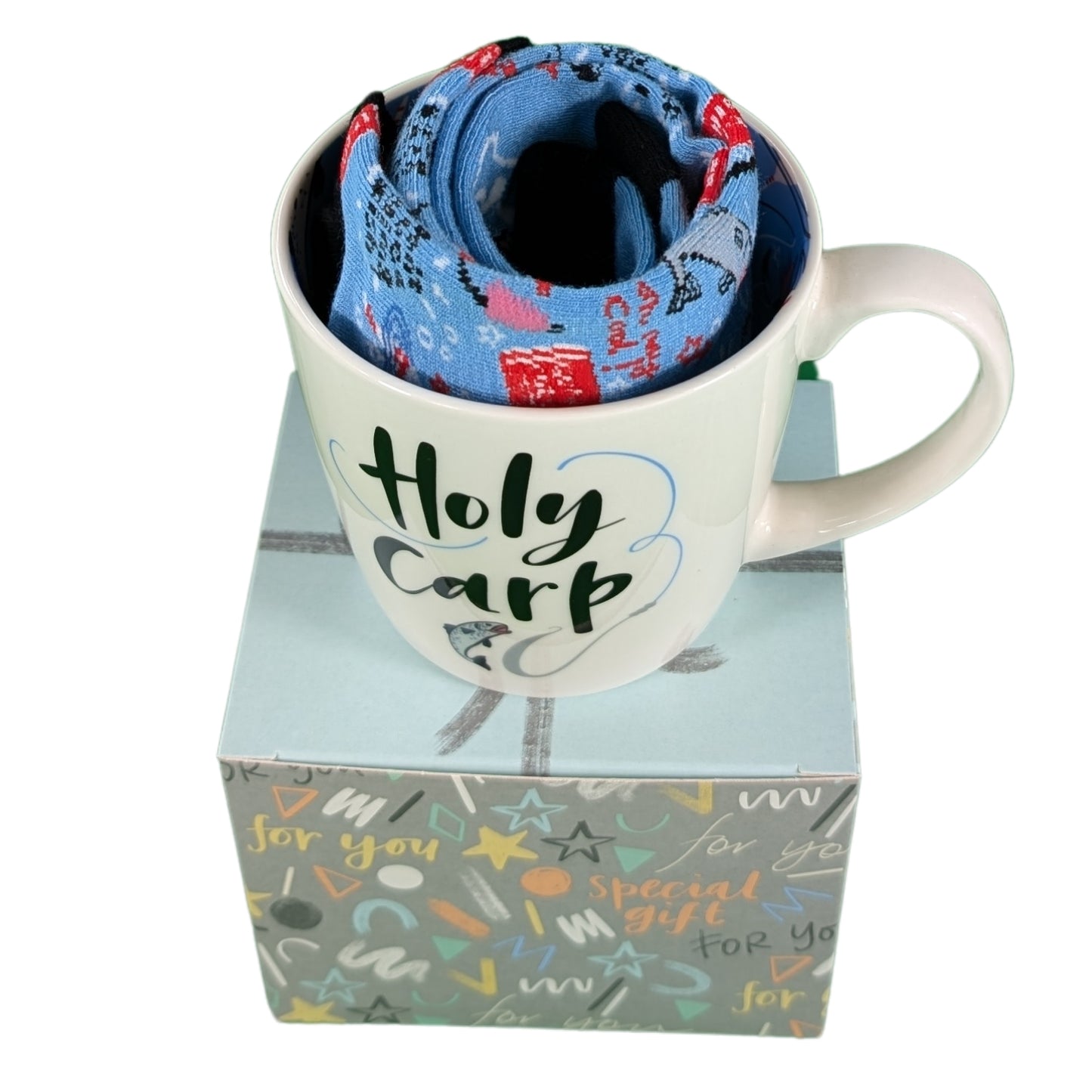 Holy Carp Fishing Mug & Socks Set For Him Gift Set