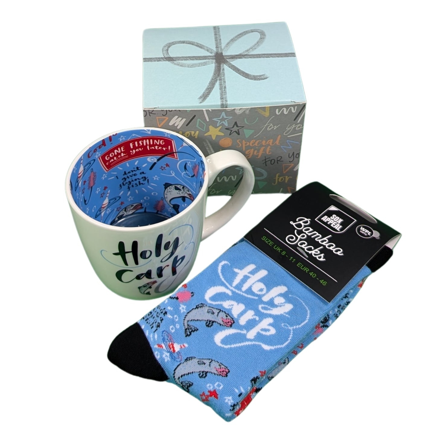 Holy Carp Fishing Mug & Socks Set For Him Gift Set