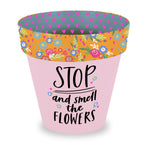 Love Plants Stop & Smell The Flowers Painted Terracotta Plant Pot Gift Idea