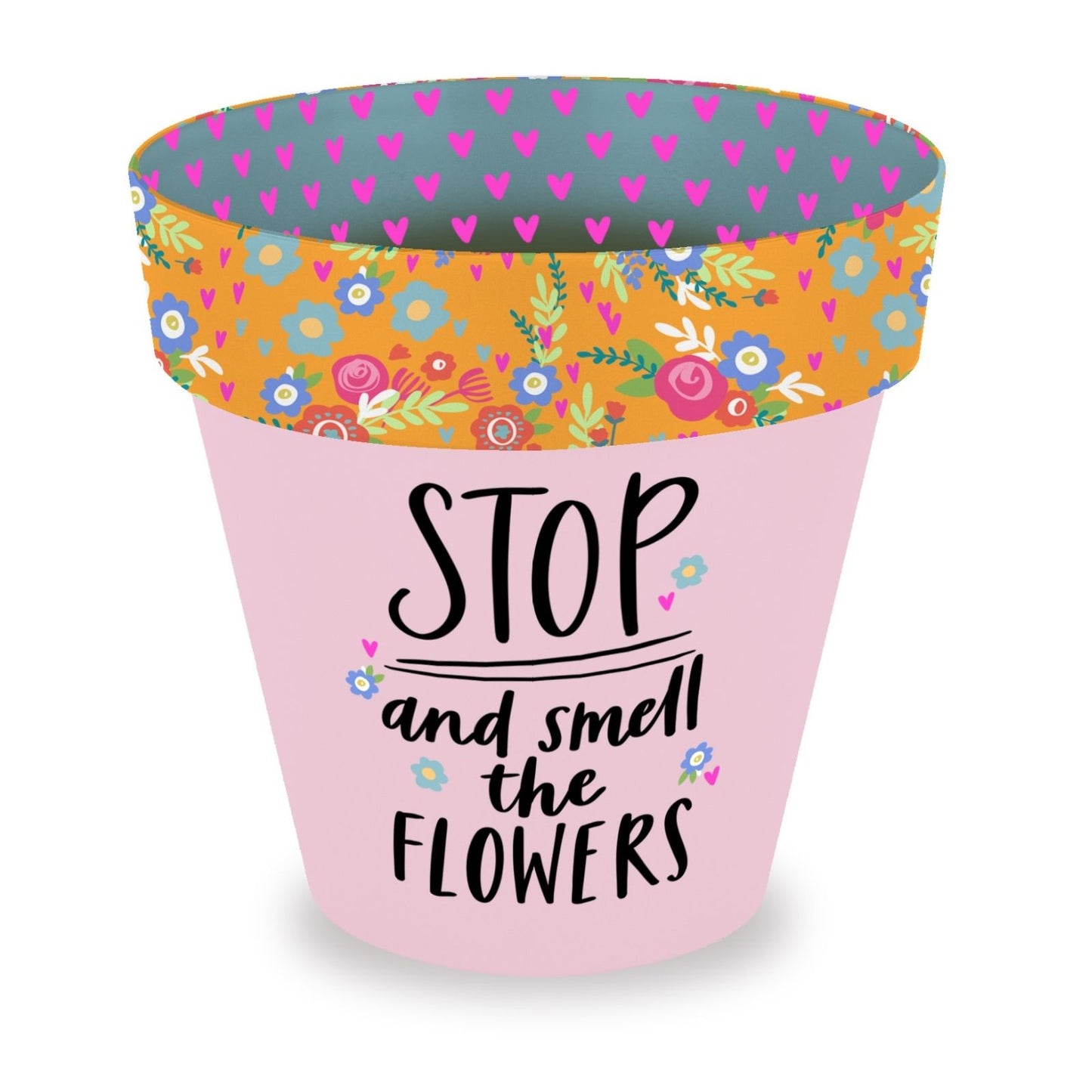 Love Plants Stop & Smell The Flowers Painted Terracotta Plant Pot Gift Idea