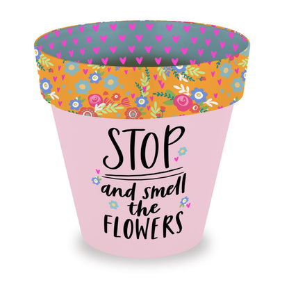 Love Plants Stop & Smell The Flowers Painted Terracotta Plant Pot Gift Idea