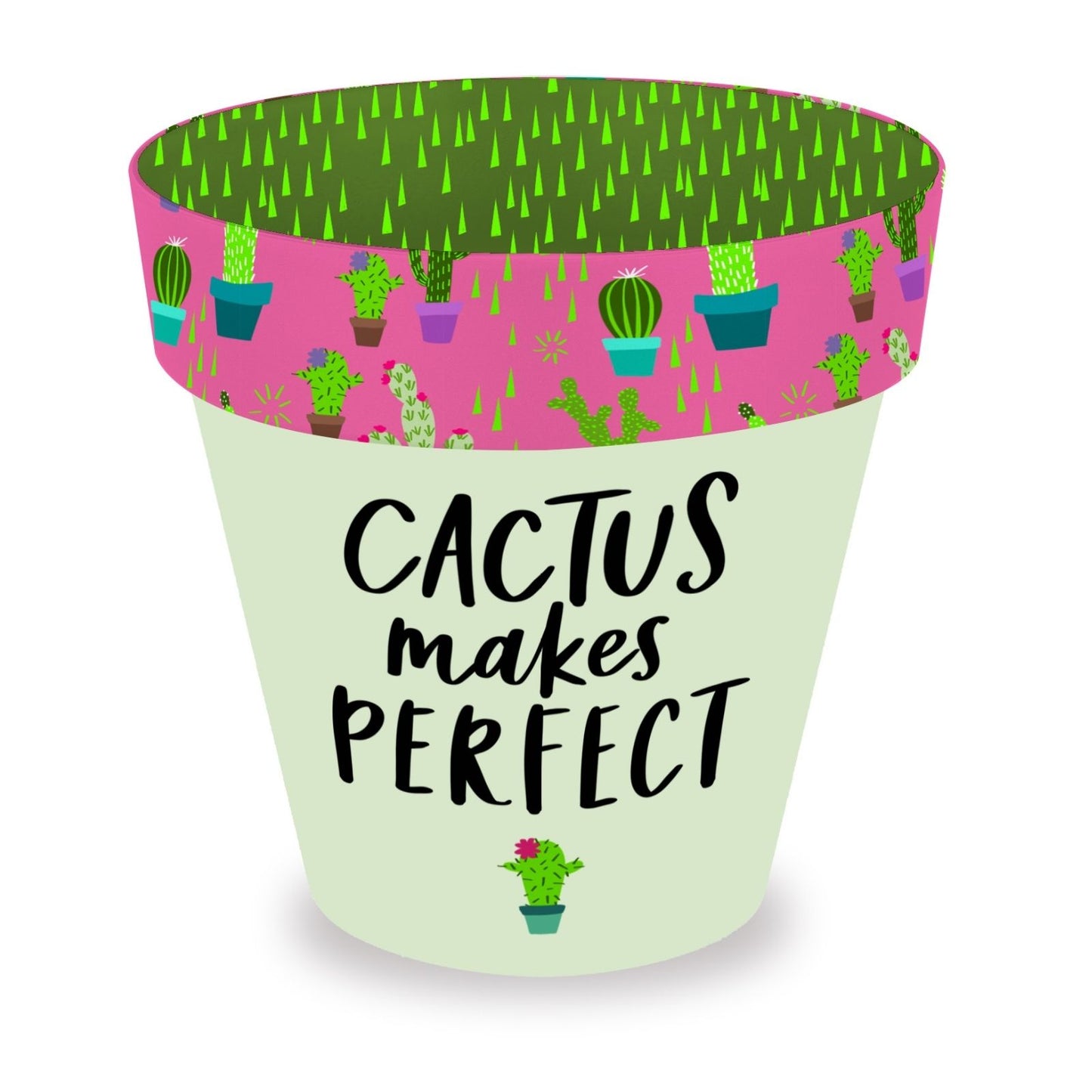 Love Plants Cactus Makes Perfect Green Painted Terracotta Plant Pot Gift Idea