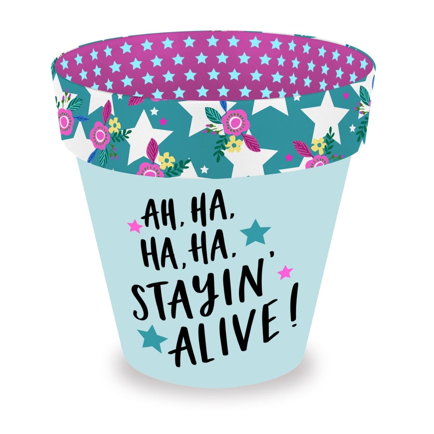Love Plants Ha Ha Staying Alive! Painted Terracotta Plant Pot Gift Idea
