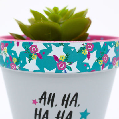 Love Plants Ha Ha Staying Alive! Painted Terracotta Plant Pot Gift Idea