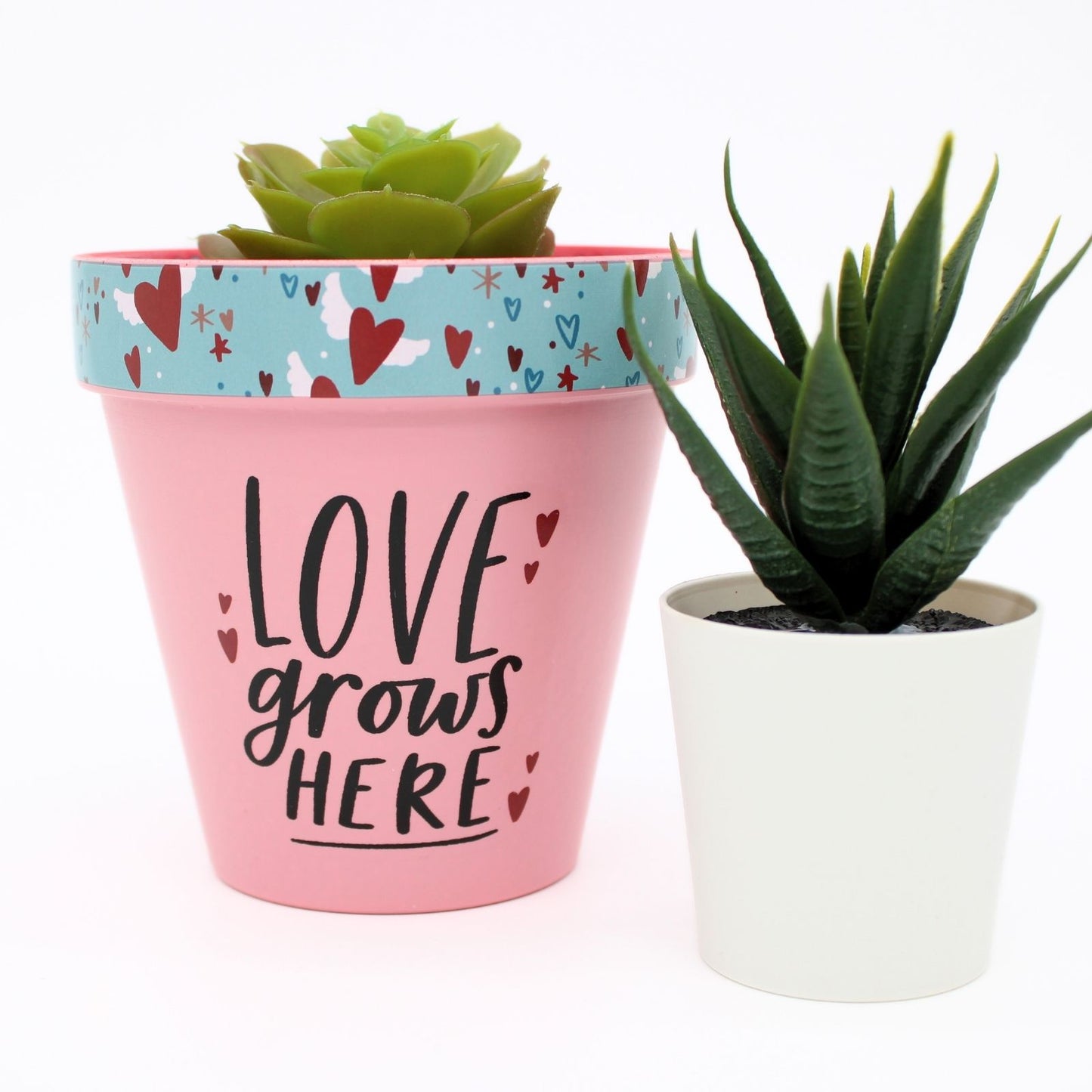 Love Plants Love Grows Here Pink Painted Terracotta Plant Pot Gift Idea