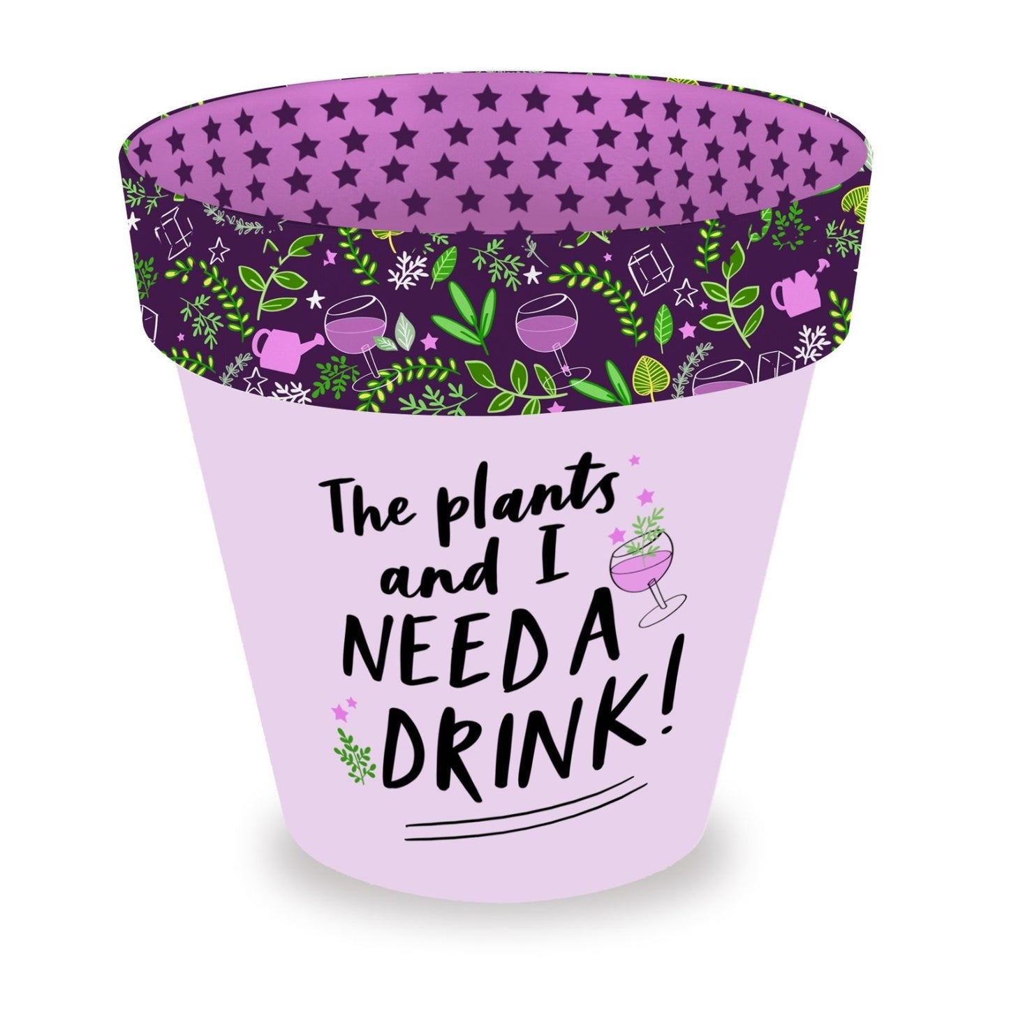 Love Plants The Plants & I Need A Drink! Painted Terracotta Plant Pot Gift Idea