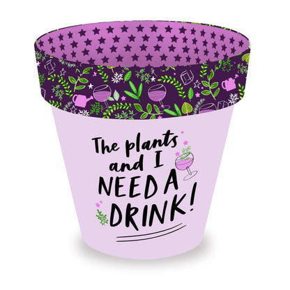 Love Plants The Plants & I Need A Drink! Painted Terracotta Plant Pot Gift Idea