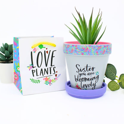 Love Plants Sister You Are Blooming Lovely Painted Terracotta Plant Pot Gift