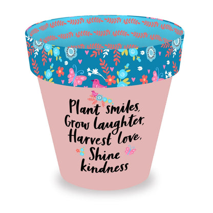 Love Plants Plant, Grow, Harvest, Shine Pink Painted Terracotta Plant Pot Gift