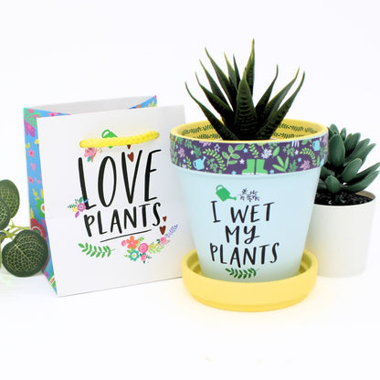 Love Plants I Wet My Plants Painted Terracotta Plant Pot Funny Gift Idea