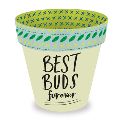 Love Plants Best Buds Forever Green Painted Terracotta Plant Pot Gift Idea