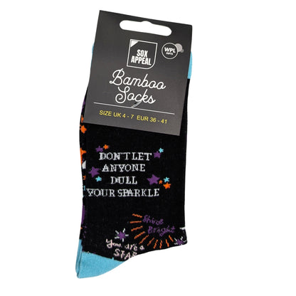 Don't Let Anyone Dull Your Sparkle Socks For Her UK 4-7 Bamboo Socks Gift Idea
