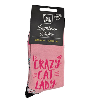 Crazy Cat Lady Socks For Her UK 4-7 Bamboo Socks Novelty Gift Idea