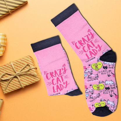 Crazy Cat Lady Socks For Her UK 4-7 Bamboo Socks Novelty Gift Idea